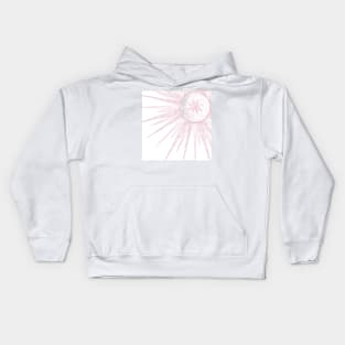 Elegant Pink Sun Moon Doodle Mandala White Design Kids Hoodie